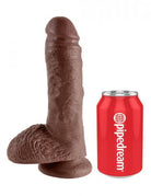 King Cock 8 inches Cock Balls Brown - ACME Pleasure