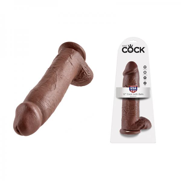 King C*ck 12 Inch C*ck With Balls Brown - ACME Pleasure