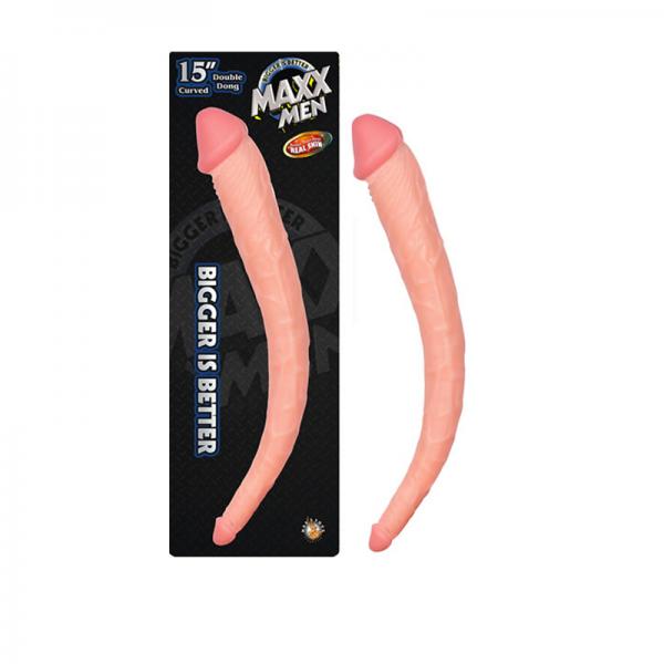 Maxx Men Curved Double Dong 15 inches - Beige - ACME Pleasure