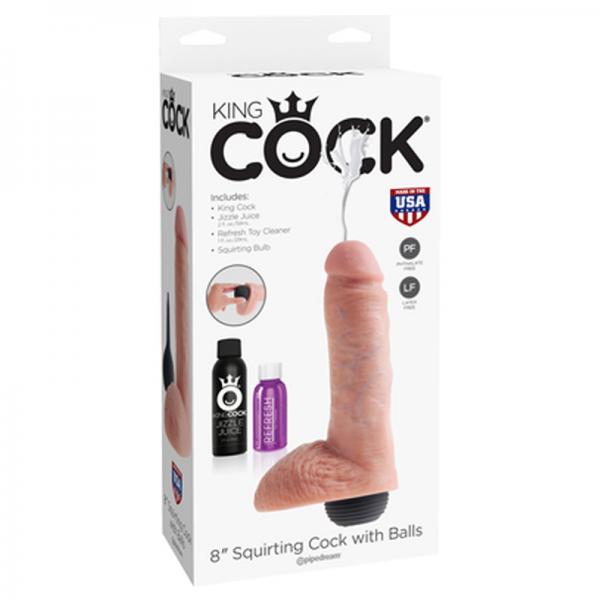 King Cock 8 inches Squirting C*ck Balls Beige - ACME Pleasure