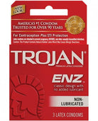 Trojan Enz Non-Lubricated Condoms - Box of 3 - ACME Pleasure