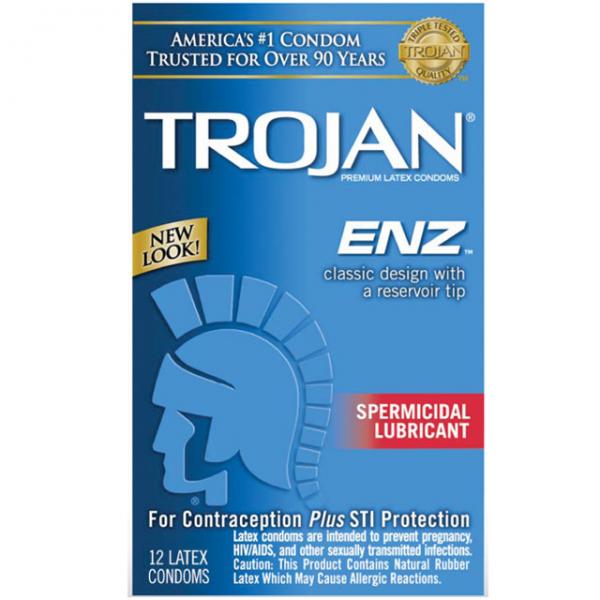 Trojan Condom Enz With Spermicidal Lubricant 12 Pack - ACME Pleasure