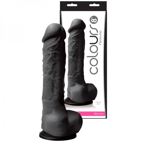 Colours Pleasures 8 inches Silicone Dildo - Black - ACME Pleasure