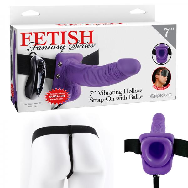 Fetish Fantasy 7in Vibrating Hollow Strap-on With Balls Purple - ACME Pleasure