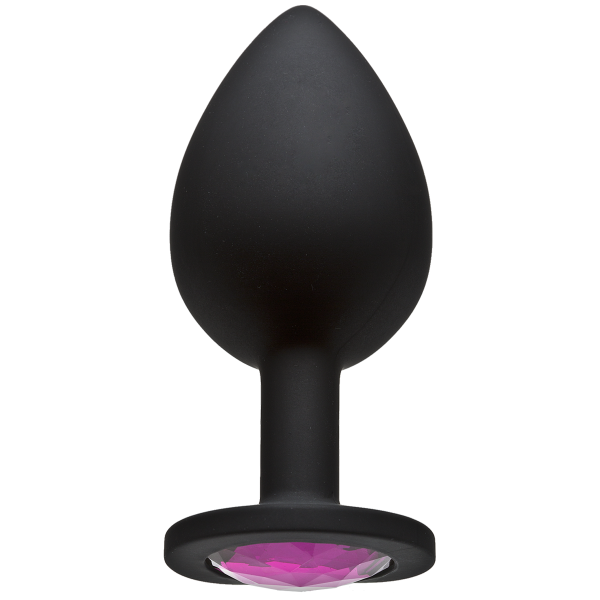 Booty Bling Large Butt Plug Black Pink Stone - ACME Pleasure