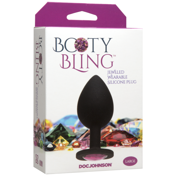 Booty Bling Large Butt Plug Black Pink Stone - ACME Pleasure