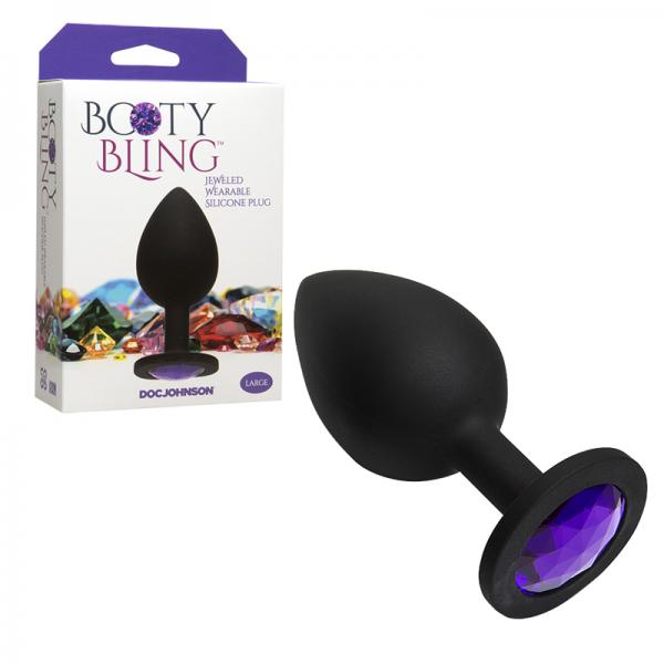 Booty Bling Large Black Plug Purple Stone - ACME Pleasure