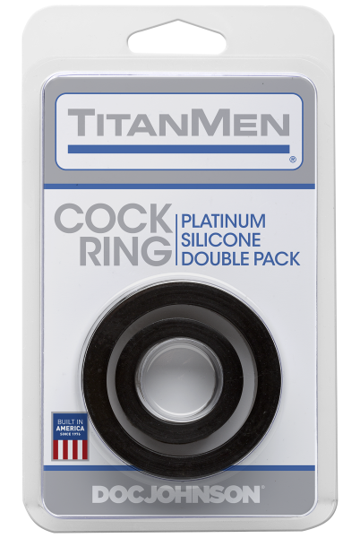 Titanmen Cock Ring Platinum Silicone Double Pack Black - ACME Pleasure
