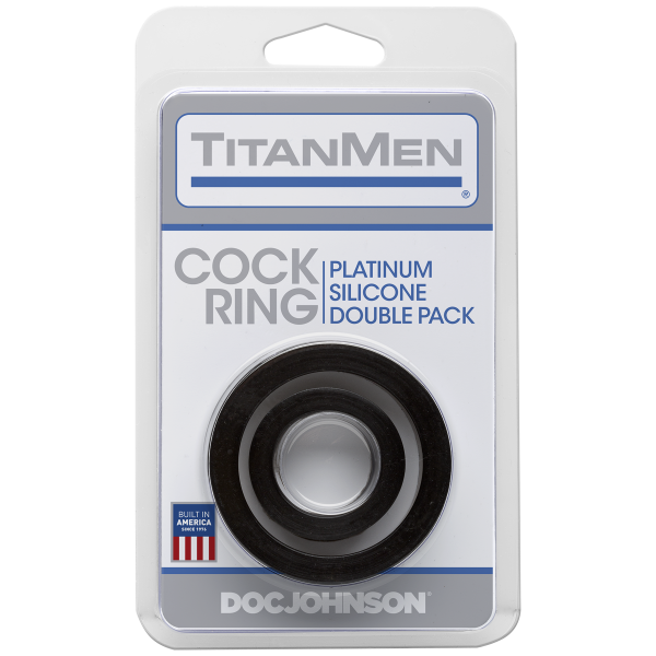 Titanmen Cock Ring Platinum Silicone Double Pack Black - ACME Pleasure