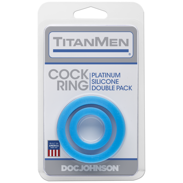 Titanmen Cock Ring Platinum Silicone Double Pack Blue - ACME Pleasure