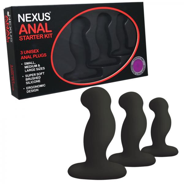 Nexus Anal Starter Kit 3 Plugs Black - ACME Pleasure