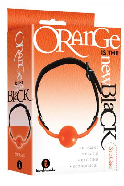 The 9's, Orange Is The New Black, Siligag Silicone Bag Gag, Orange With Black Faux Leather Straps - ACME Pleasure