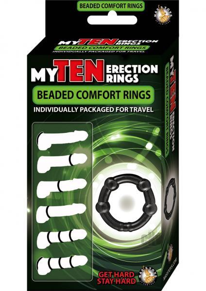 My Ten Erection Rings Beaded Comfort Rings Black - ACME Pleasure