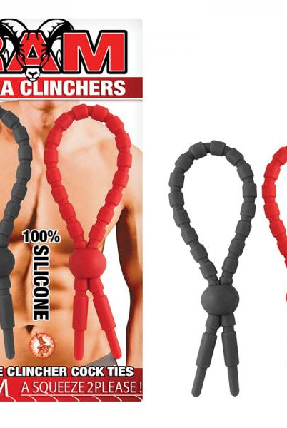 Ram Ultra Clinchers Cock Ties 2 Pack Red, Black - ACME Pleasure
