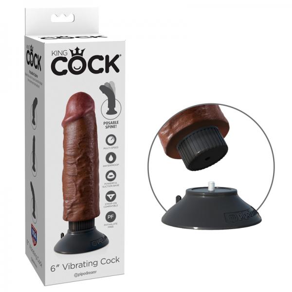 King Cock 6in Vibrating Cock Brown - ACME Pleasure