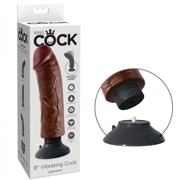 King Cock 8in Vibrating Cock Brown - ACME Pleasure