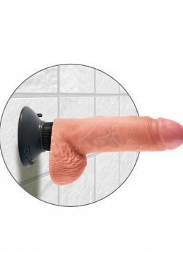 King Cock 7 inches Vibrating Cock with Balls Beige - ACME Pleasure