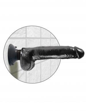 King Cock 9 inches Vibrating Dildo with Balls Black - ACME Pleasure