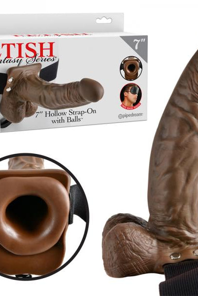 Fetish Fantasy 7 inches Hollow Strap On With Balls Brown - ACME Pleasure