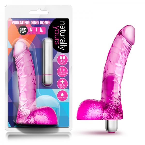 Naturally Yours Vibrating Ding Dong Pink Dildo - ACME Pleasure