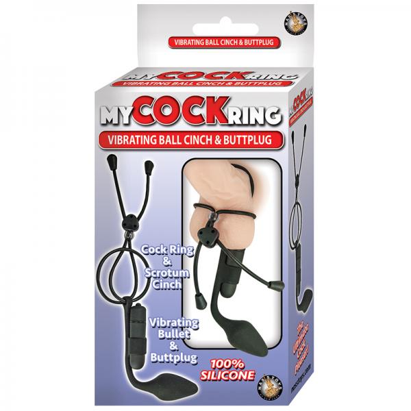 My Cock Ring Vibrating Ball Cinch & Butt Plug Black - ACME Pleasure