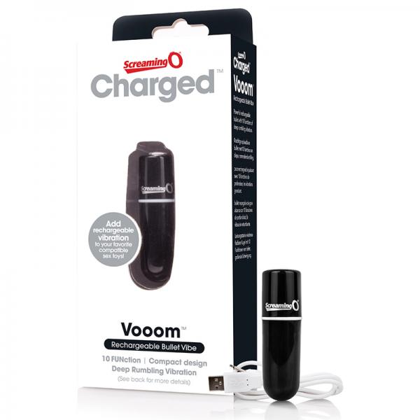 Screaming O Charged Vooom Rechargeable Bullet Vibe - Black - ACME Pleasure