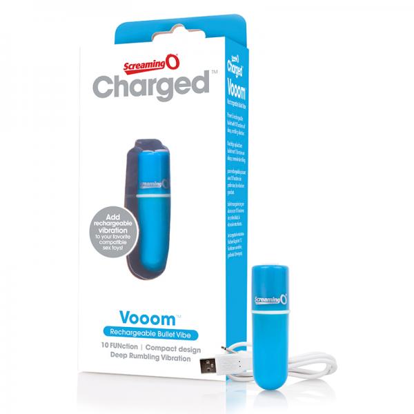 Screaming O Charged Vooom Rechargeable Bullet Vibe - Blue - ACME Pleasure