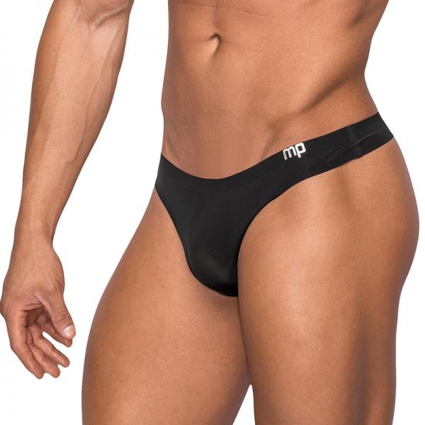 Male Power Seamless Sleek Sleek Thong W/sheer  Pouch Black Lx - ACME Pleasure