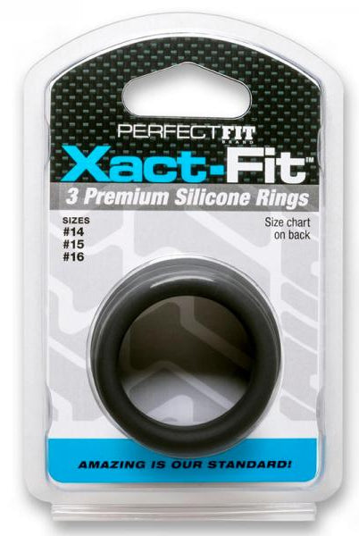 Perfect Fit Xact-fit Silicone Rings S-m (#14, #15, #16) Black - ACME Pleasure