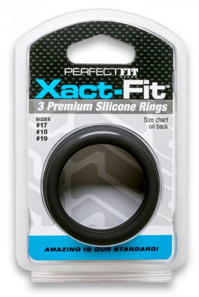 Xact-Fit Cockring Kit 3 Medium to Large Black - ACME Pleasure