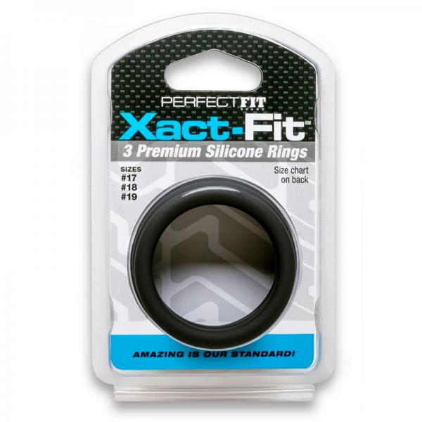 Xact-Fit Cockring Kit 3 Medium to Large Black - ACME Pleasure