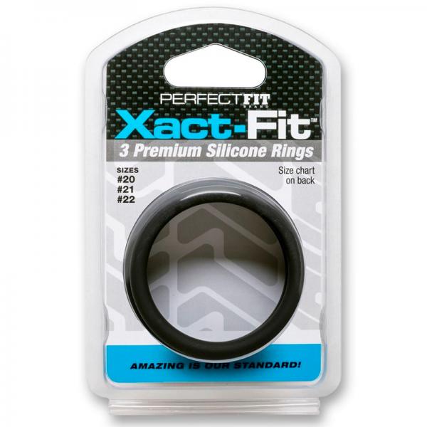 Perfect Fit Xact-fit Silicone Rings L-xl (#20, #21, #22) Black - ACME Pleasure