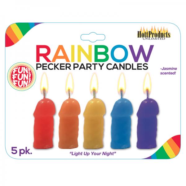 Rainbow Pecker Party Candles 5 Pack Assorted Colors - ACME Pleasure