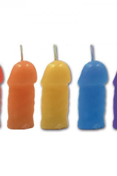 Rainbow Pecker Party Candles 5 Pack Assorted Colors - ACME Pleasure