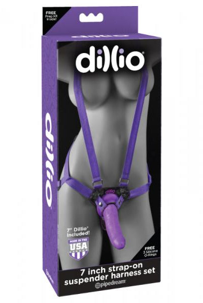 Dillio 7 inches Strap On Suspender Harness Set Purple - ACME Pleasure