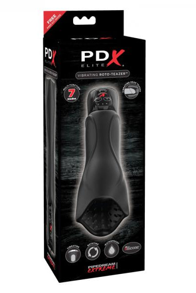 PDX Elite Vibrating Roto-Teazer Black - ACME Pleasure