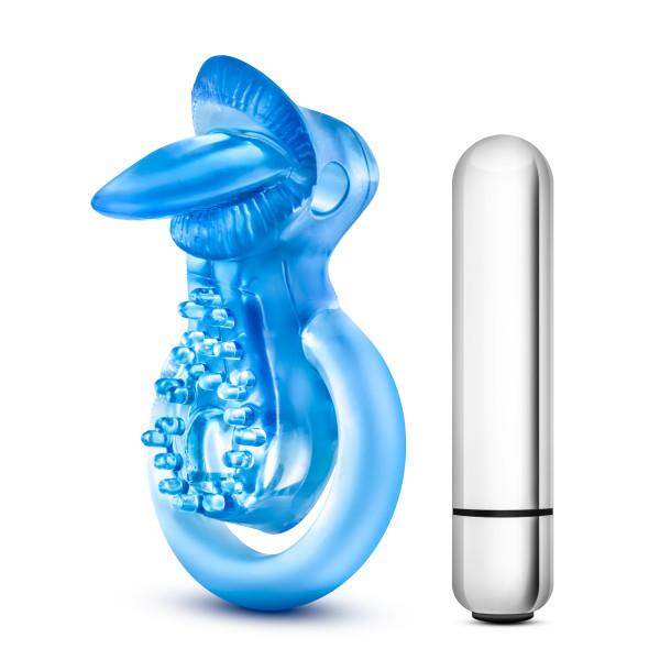 Stay Hard 10 Function Vibrating Tongue Ring Blue - ACME Pleasure