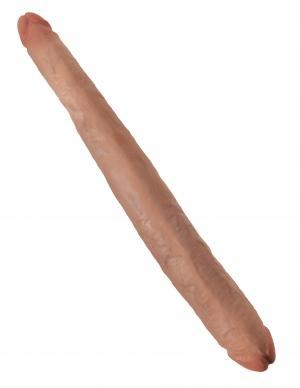 King Cock 16in Tapered Double Dildo - Tan - ACME Pleasure