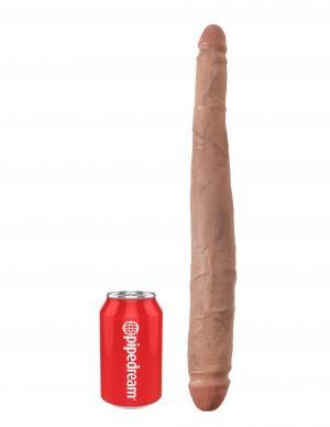 King Cock 16in Tapered Double Dildo - Tan - ACME Pleasure