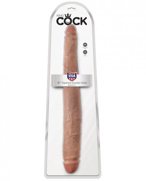 King Cock 16in Tapered Double Dildo - Tan - ACME Pleasure