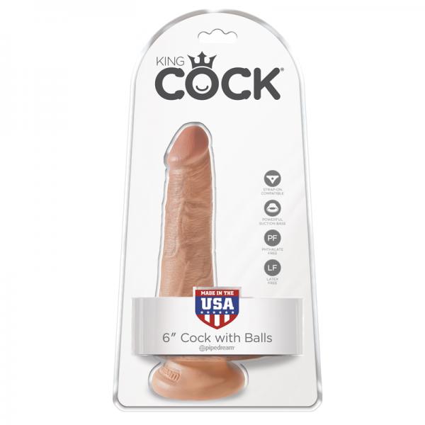 King Cock 6in Cock With Balls - Tan - ACME Pleasure