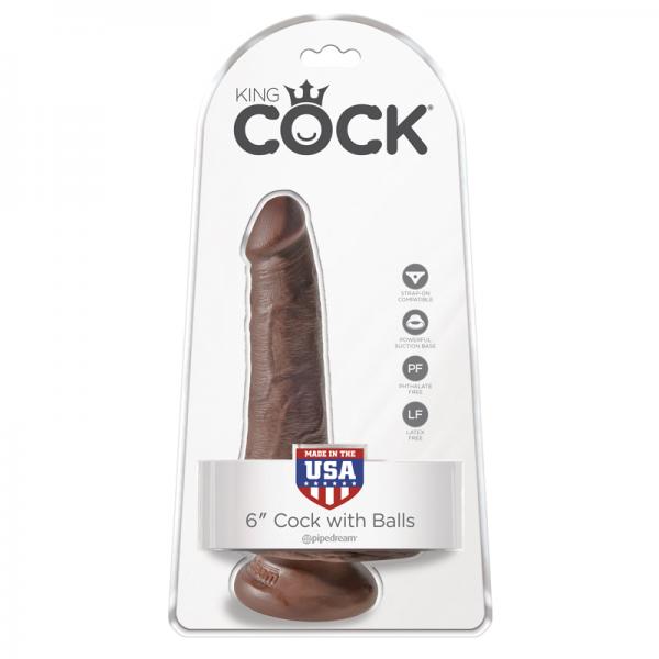 King Cock 6in Cock With Balls - Brown - ACME Pleasure