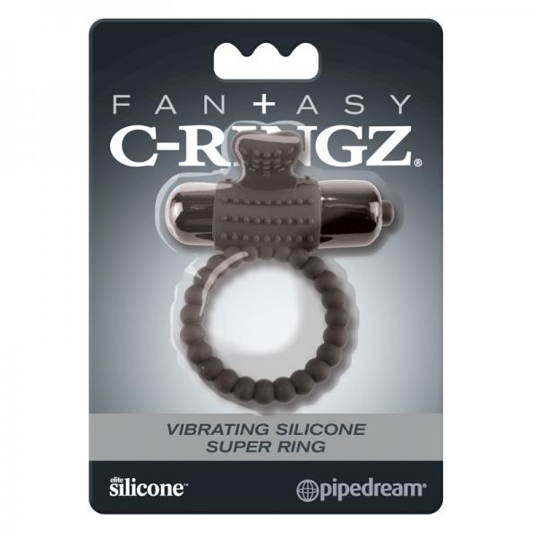 Fantasy C Ringz Vibrating Silicone Super Ring Black - ACME Pleasure