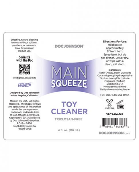 Main Squeeze Toy Cleaner 4 fluid ounces - ACME Pleasure