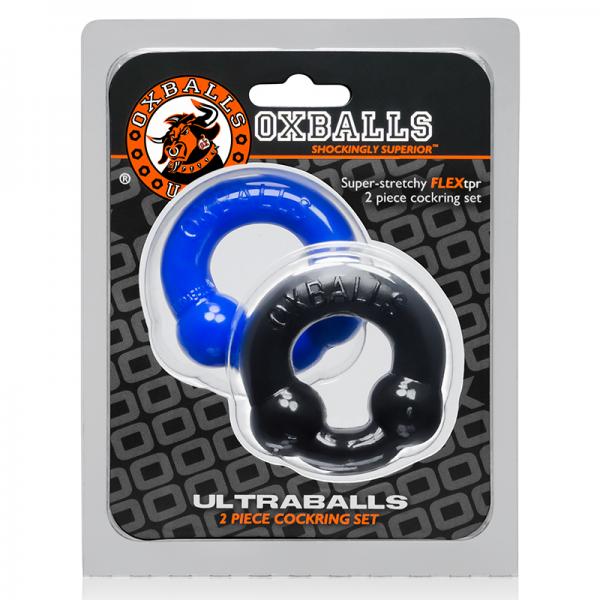 Oxballs Ultraballs, 2-pack Cockring, Black & Police Blue - ACME Pleasure