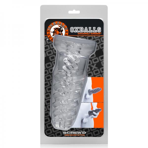 Oxballs Screw'd, Super Squish Corkscrew Jackoff Toy, Clear - ACME Pleasure