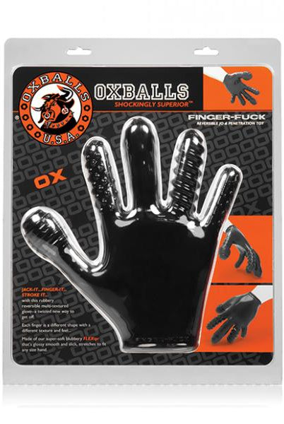 Finger F*ck Textured Glove Oxballs Black - ACME Pleasure