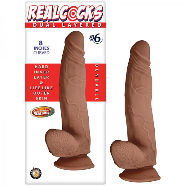 Real Cocks Dual Layered #6 Brown Curved 8 inches Dildo - ACME Pleasure