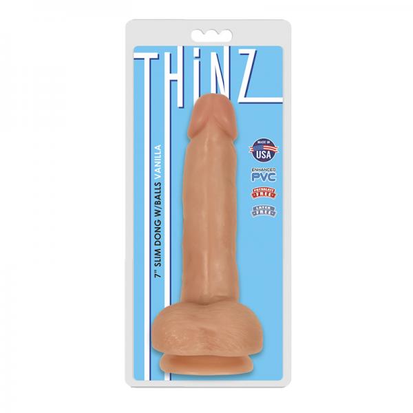 Thinz 7 inches Slim Dong with Balls Vanilla Beige - ACME Pleasure