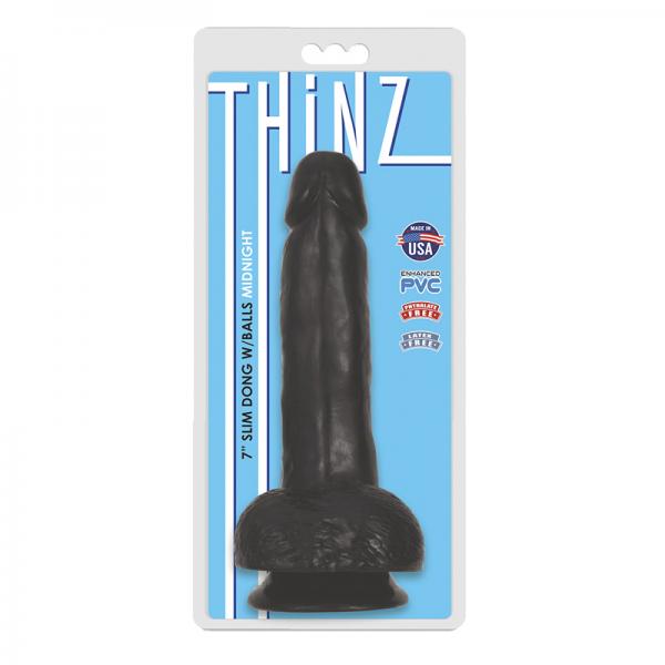 Thinz 7 inches Slim Dong with Balls Midnight Black - ACME Pleasure